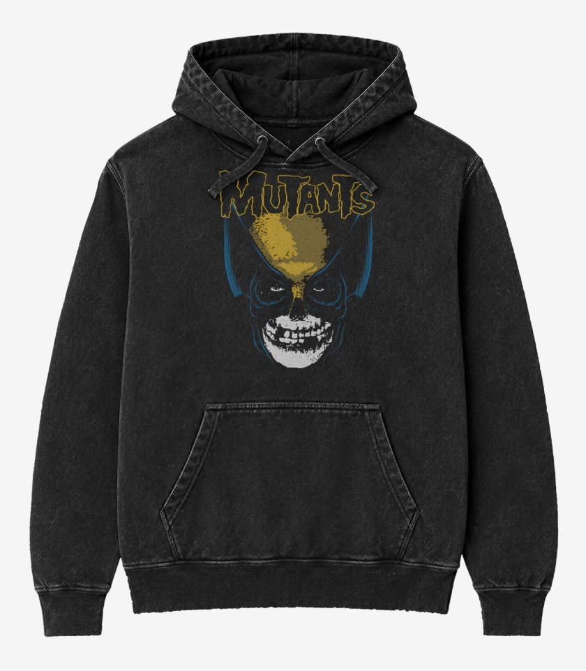 Poleron Canguro Acid Wash Negro de Mutants