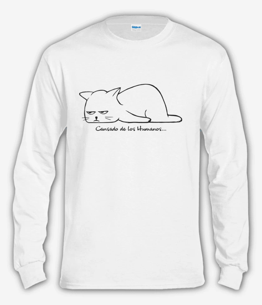 Polera manga larga Blanco de Cansado de los Humanos