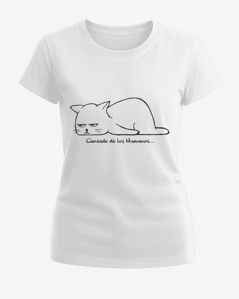 Polera de Mujer Blanco de Cansado de los Humanos