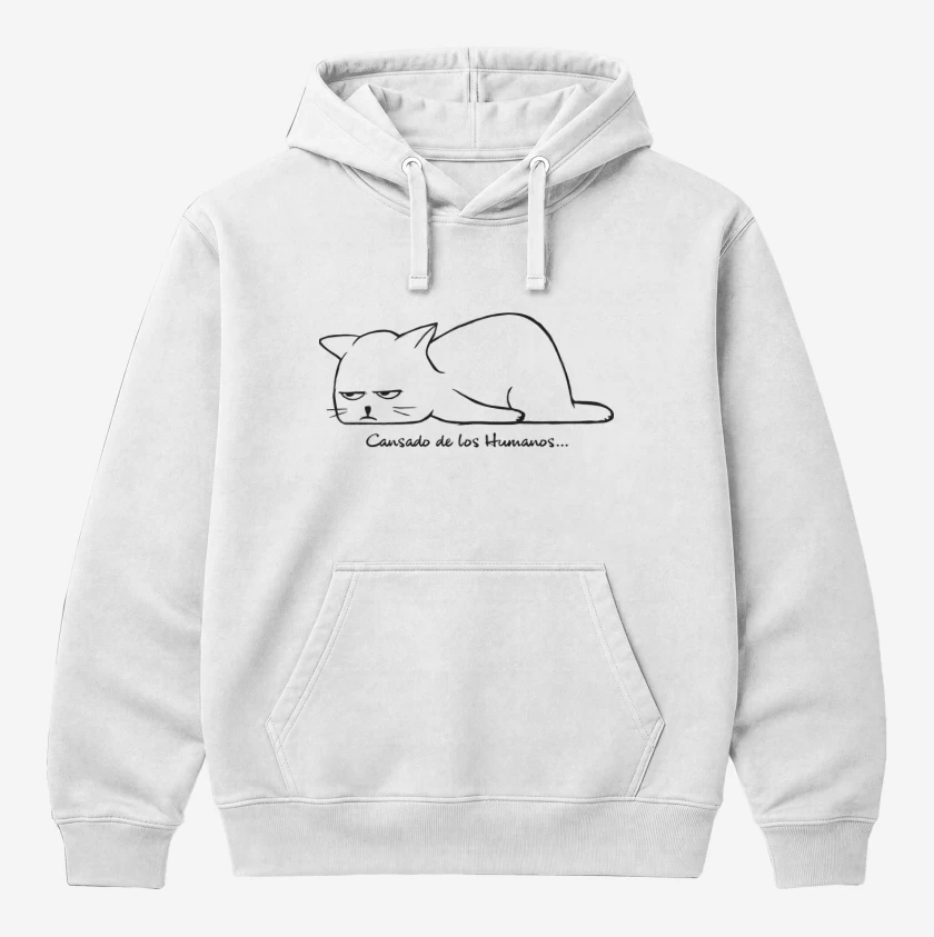 Polerón Canguro Blanco de Cansado de los Humanos