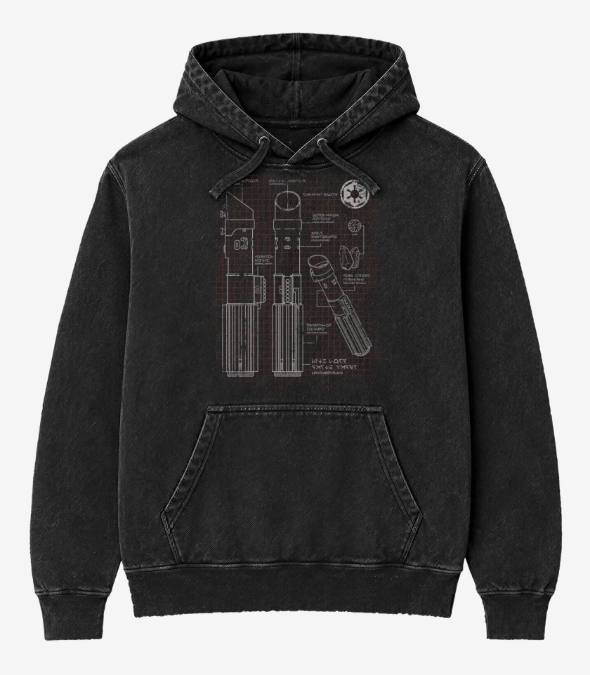 Poleron Canguro Acid Wash Negro de Sable Sith 