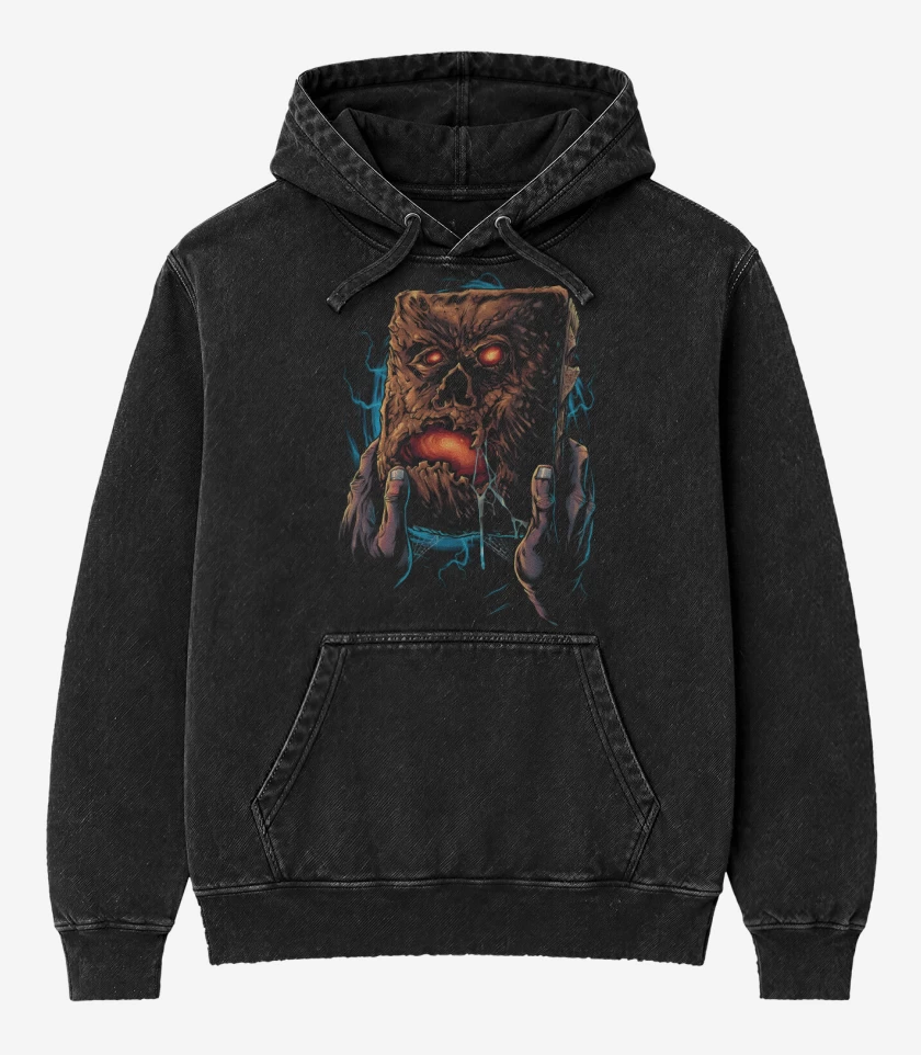 Poleron Canguro Acid Wash Negro de Necronomicon