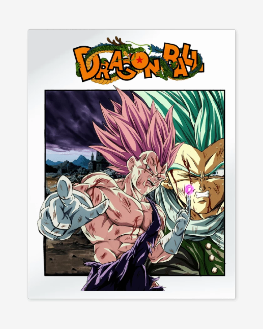 Print metalico Blanco de Vegeta Ultra Ego vs Granola