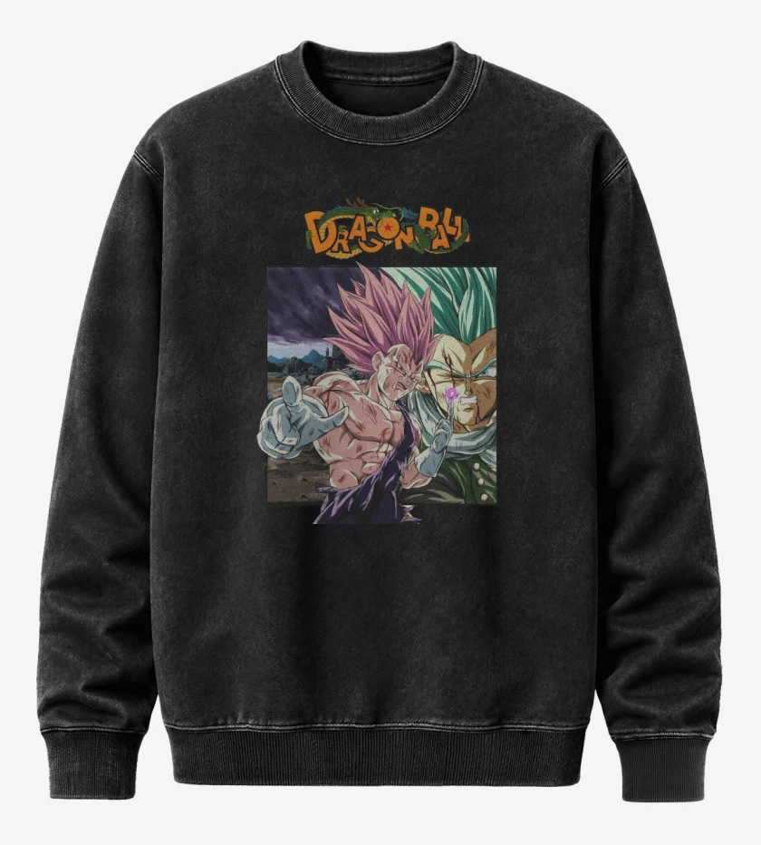 Poleron Polo Acid Wash Negro de Vegeta Ultra Ego vs Granola