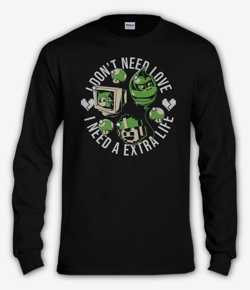 Polera manga larga Negro de I Need a EXTRA LIFE