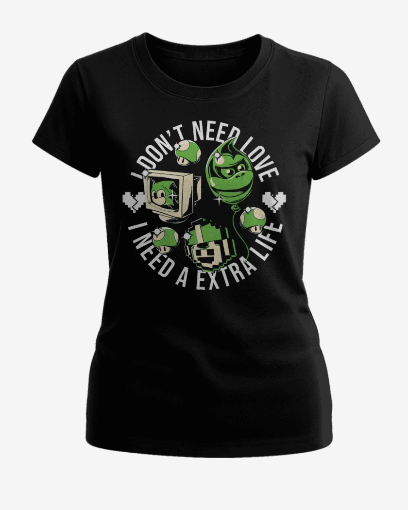 Polera de Mujer Negro de I Need a EXTRA LIFE