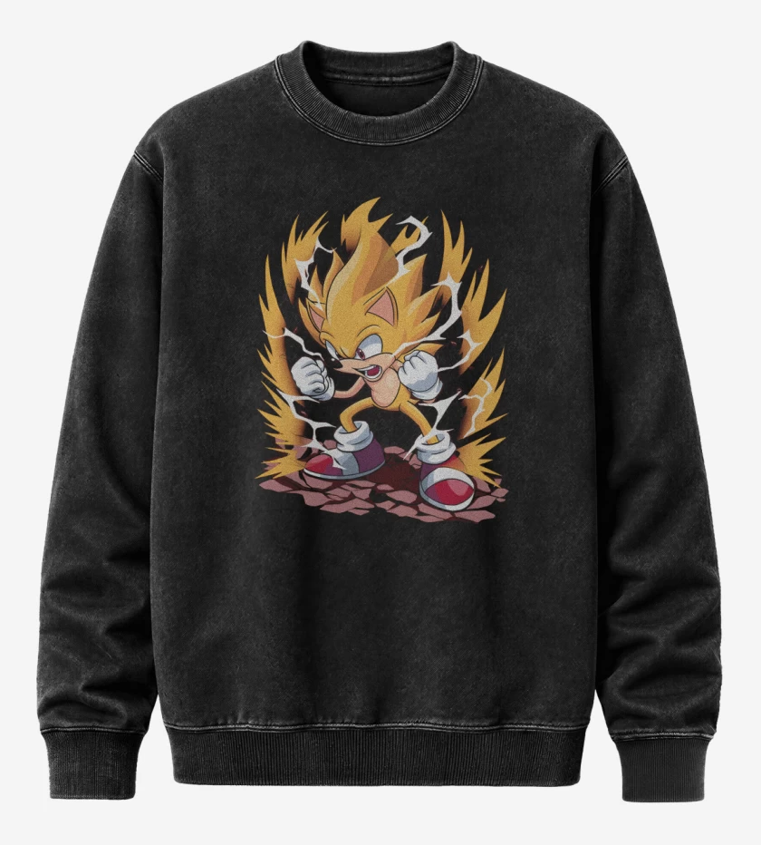 Poleron Polo Acid Wash Negro de Super Sonic