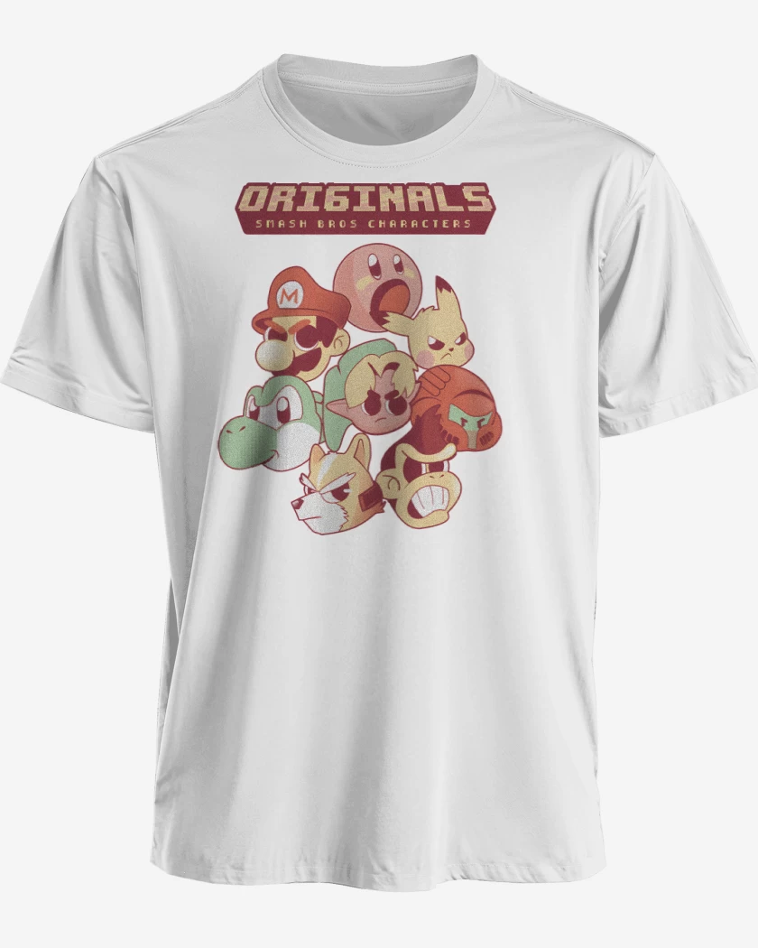 Polera premium Blanco de Originals Smash Bros