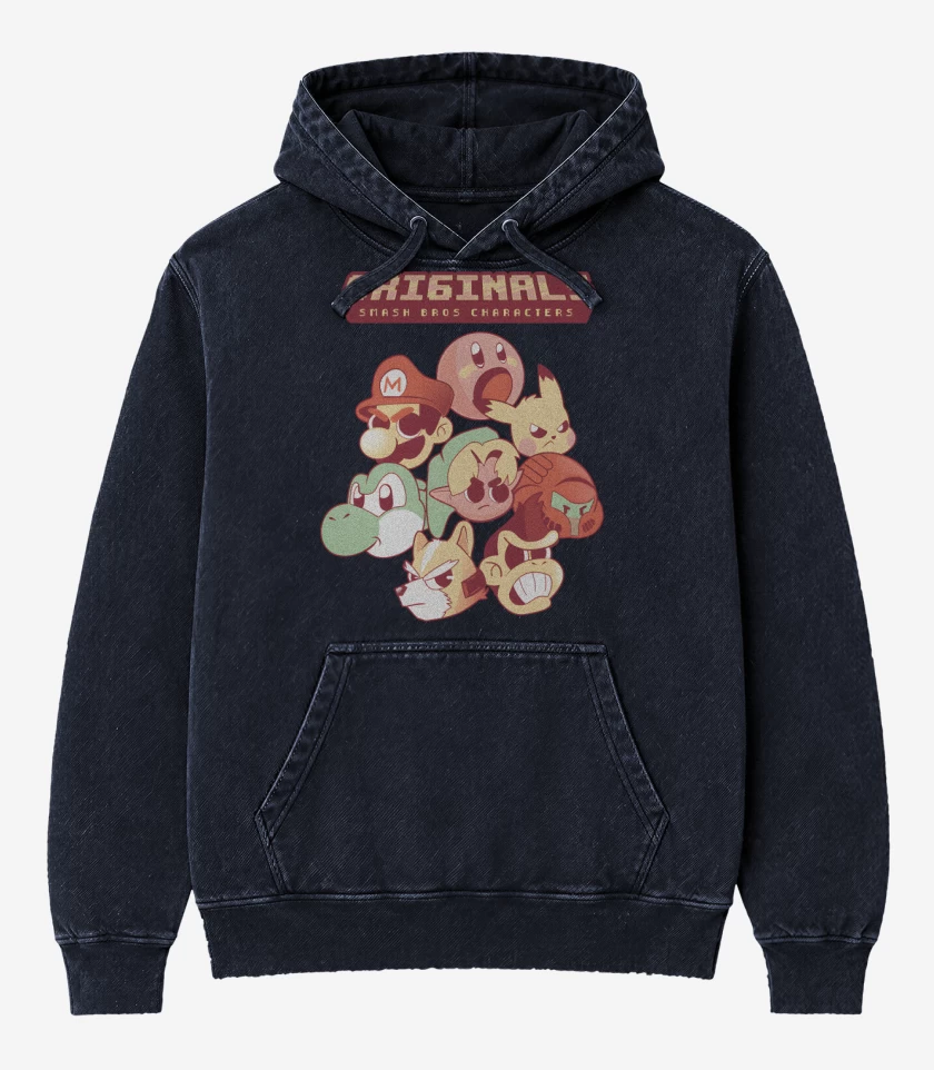 Poleron Canguro Acid Wash Azul Marino de Originals Smash Bros