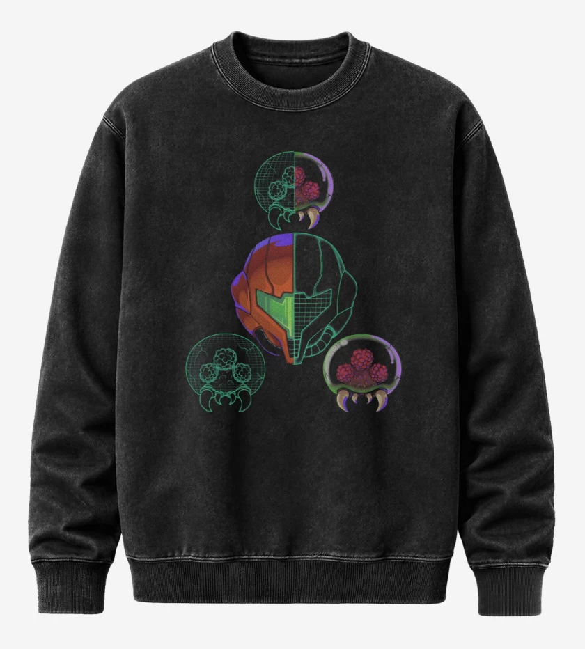 Poleron Polo Acid Wash Negro de Dimensión Metroid