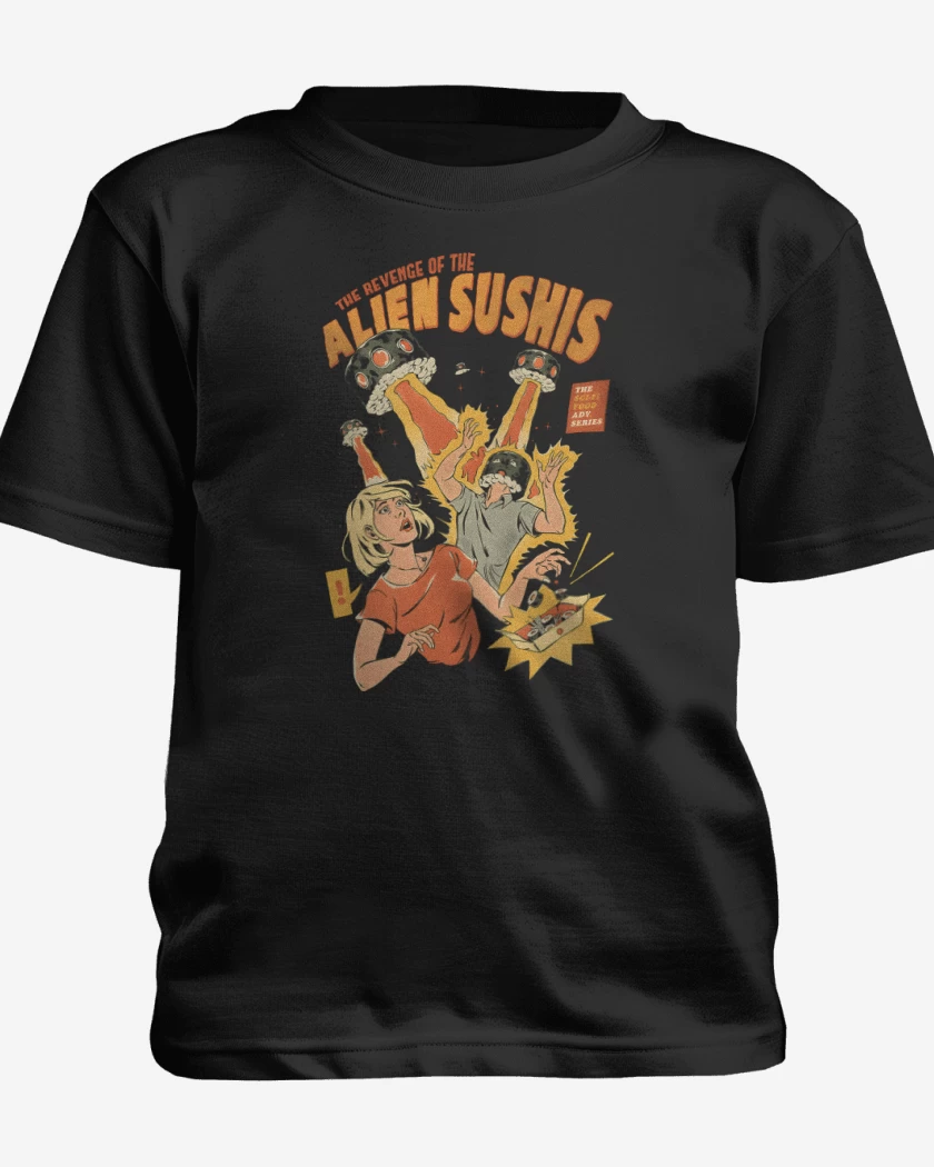 Polera de niño Negro de Ataque de los Alien Sushis