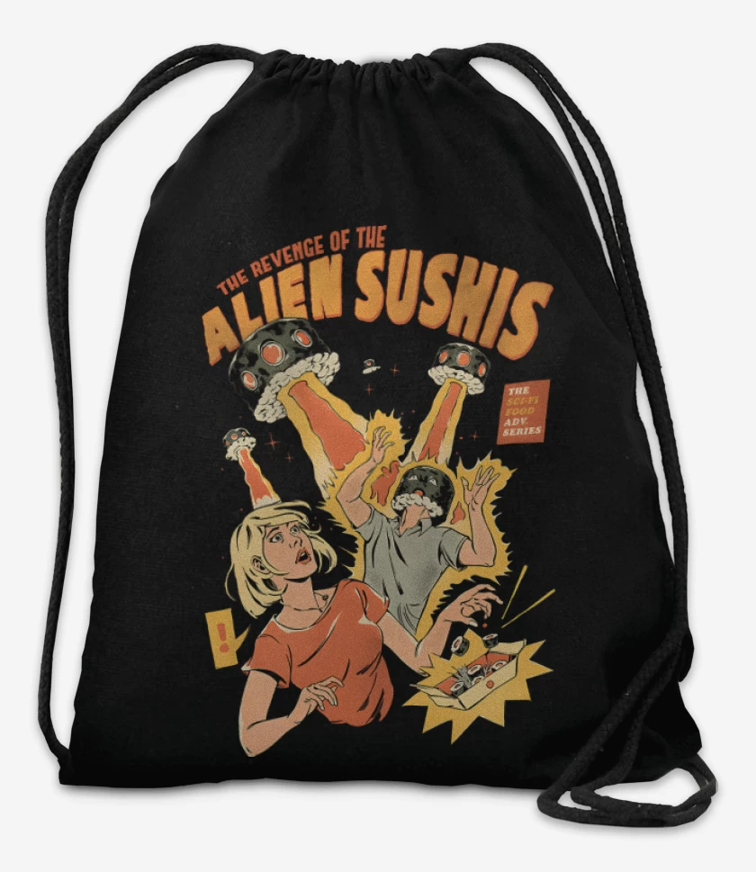 Mochila Negro de Ataque de los Alien Sushis