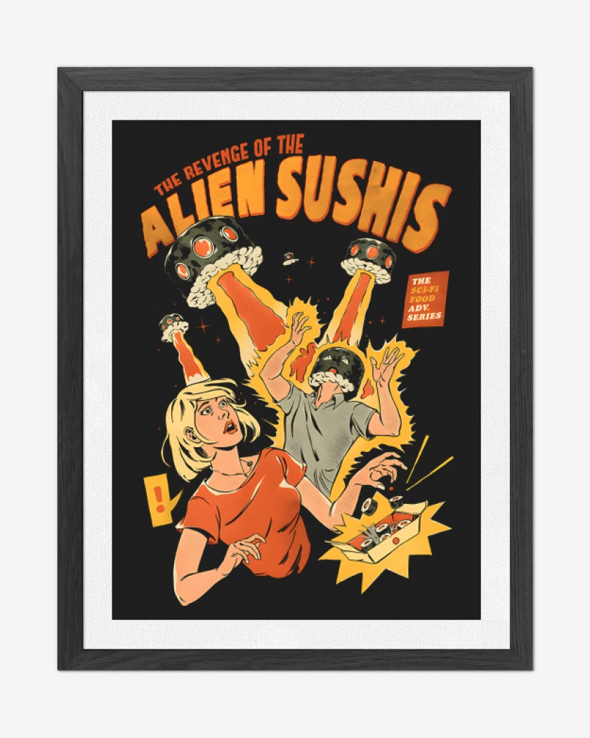 Cuadro decorativo Negro de Ataque de los Alien Sushis