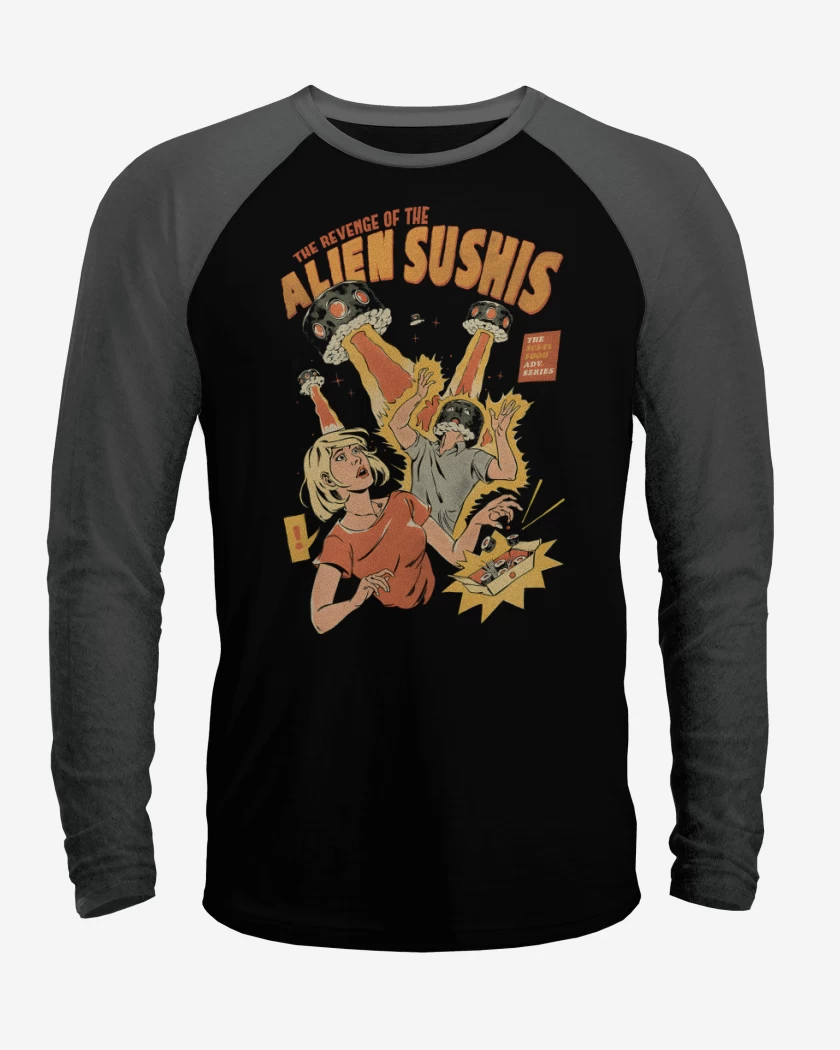Polera Raglan Ataque de los Alien Sushis