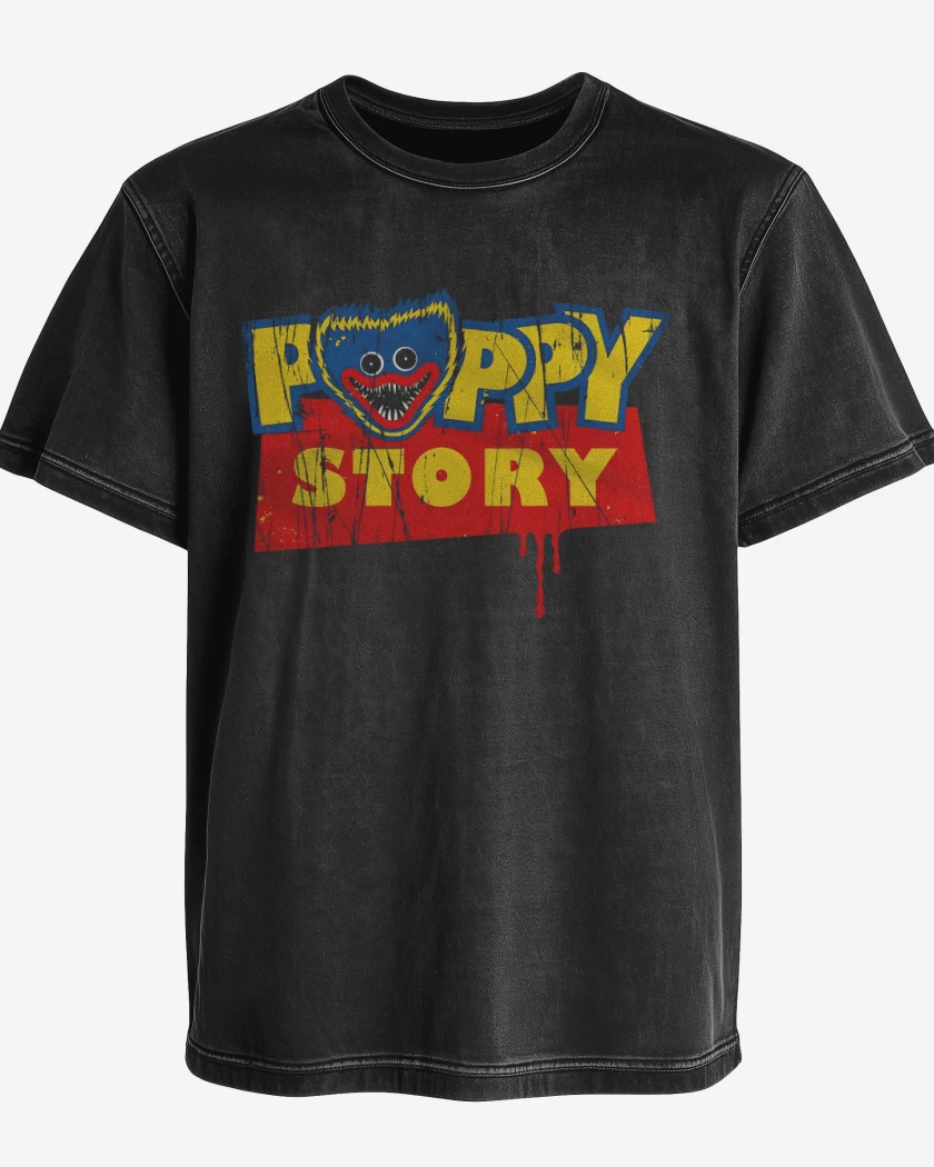 Polera desgastada Negro de Poppy Story