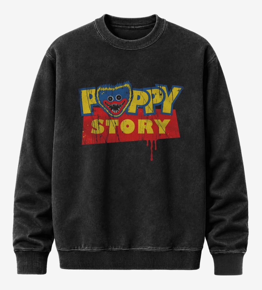 Poleron Polo Acid Wash Negro de Poppy Story