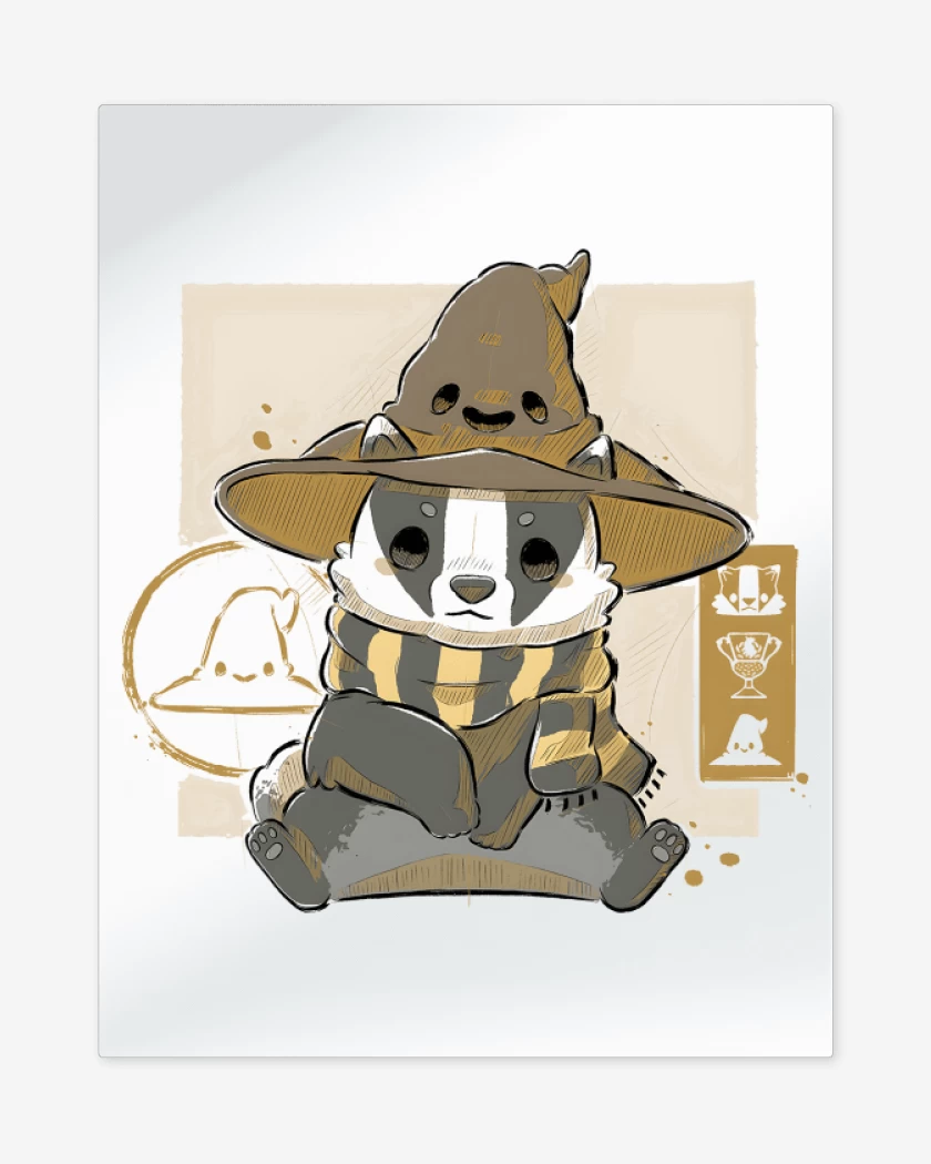 Print metalico Blanco de Cute Hufflepuff