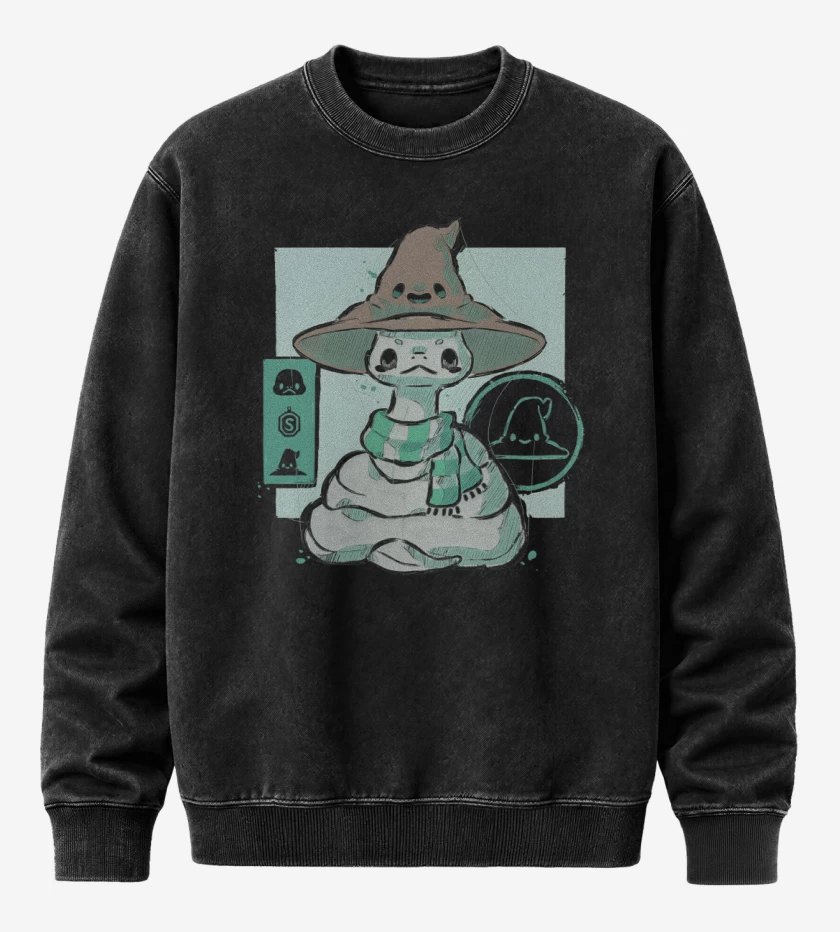 Poleron Polo Acid Wash Negro de Cute Slytherin