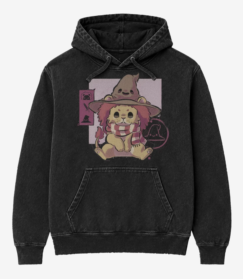 Poleron Canguro Acid Wash Negro de Cute Gryffindor