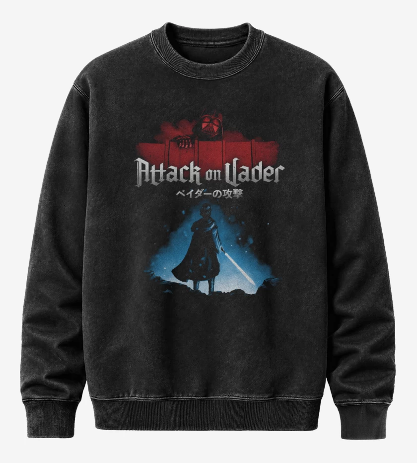 Poleron Polo Acid Wash Negro de Attack on Vader