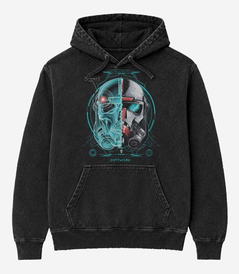 Poleron Canguro Acid Wash Negro de Stormkeleton