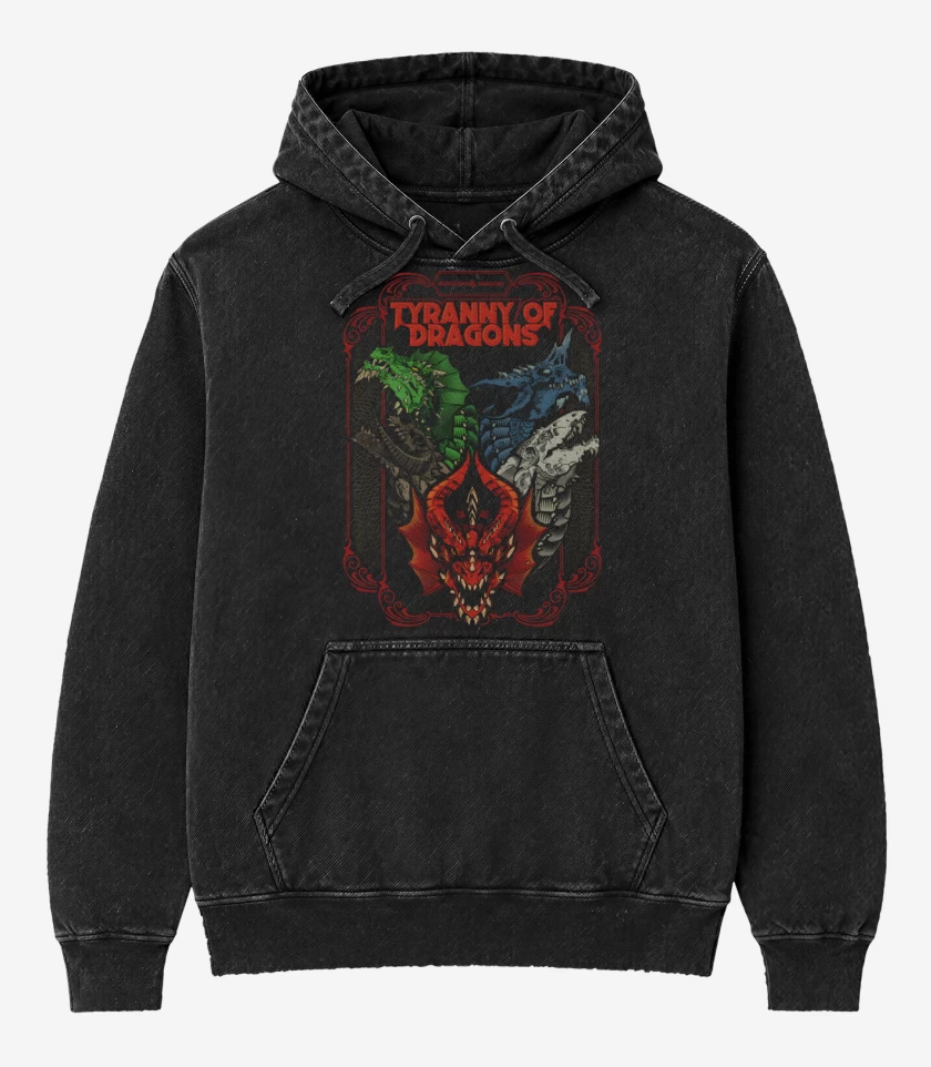 Poleron Canguro Acid Wash Negro de Tyranny Of Dragons