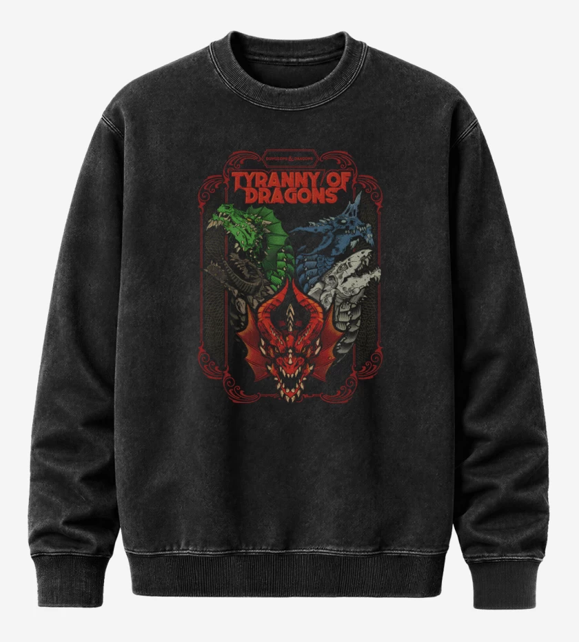 Poleron Polo Acid Wash Negro de Tyranny Of Dragons