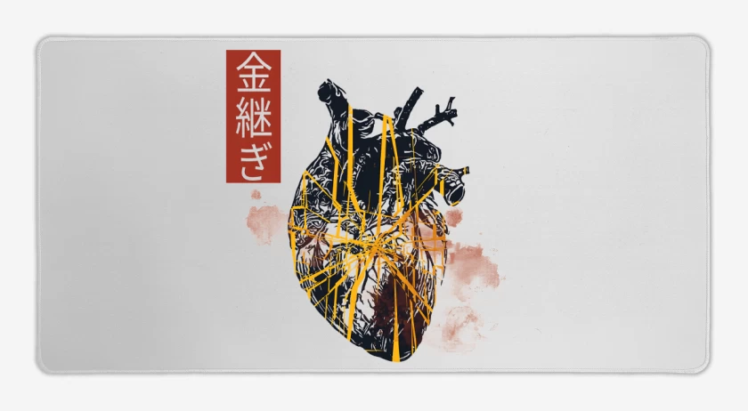 Mouse pad Gamer Blanco de Corazón Kintsugi