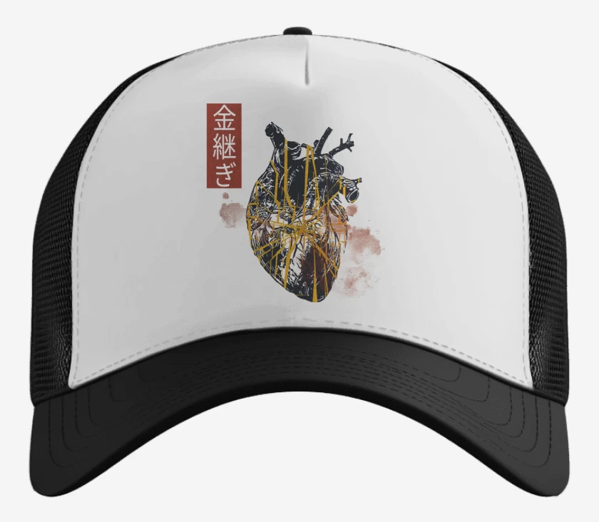 Gorro Blanco de Corazón Kintsugi