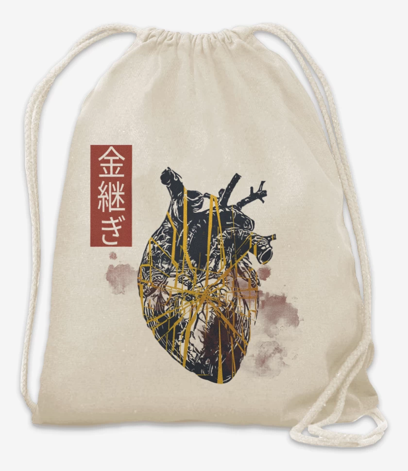 Mochila Blanco de Corazón Kintsugi