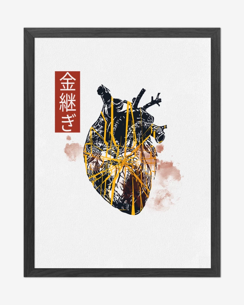 Cuadro decorativo Blanco de Corazón Kintsugi