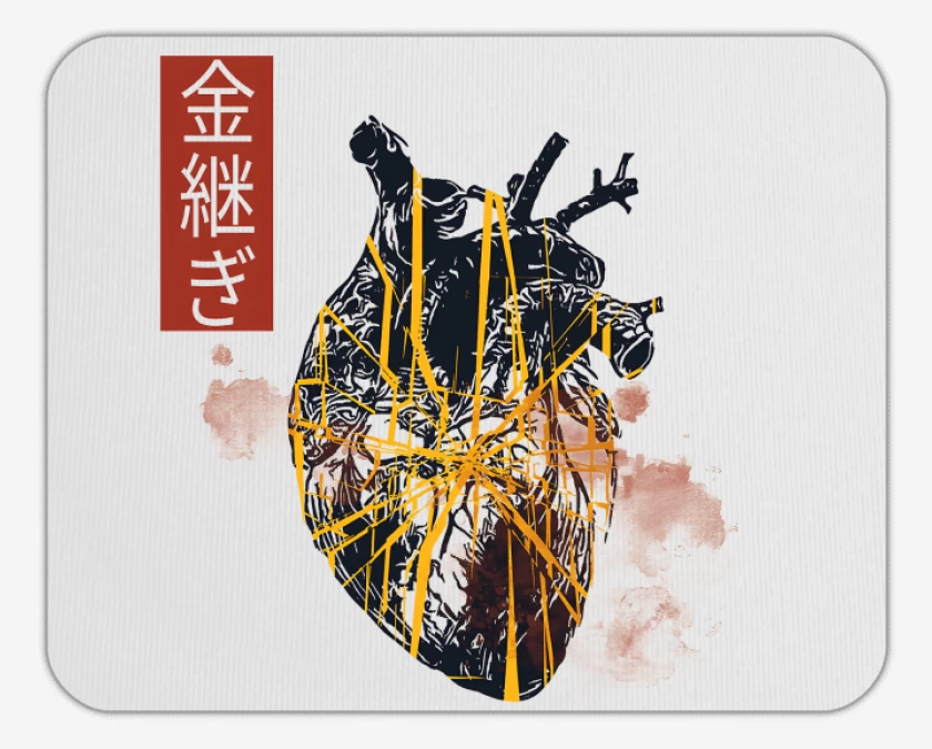 Mousepad Blanco de Corazón Kintsugi