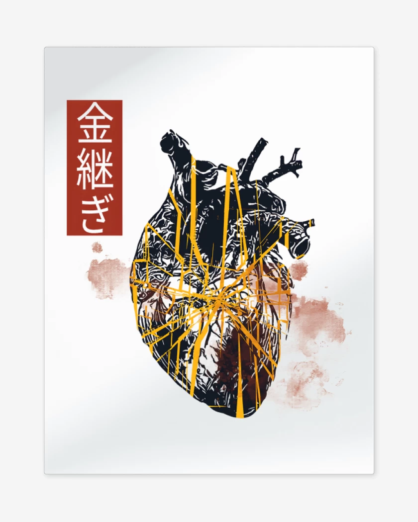 Print metalico Blanco de Corazón Kintsugi