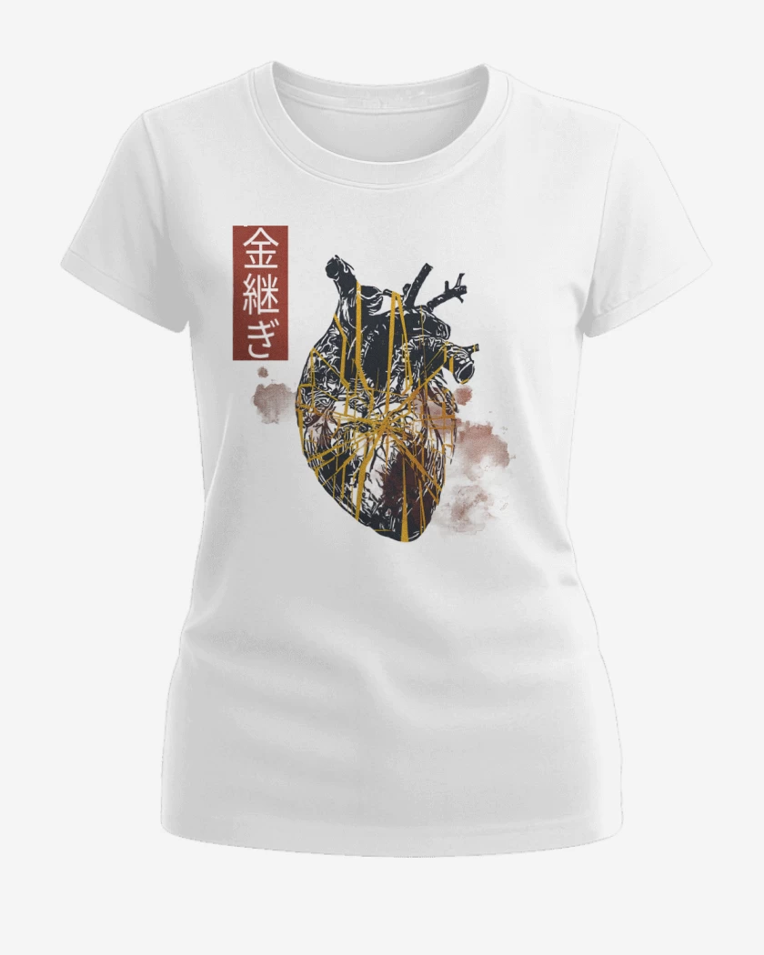 Polera de Mujer Blanco de Corazón Kintsugi