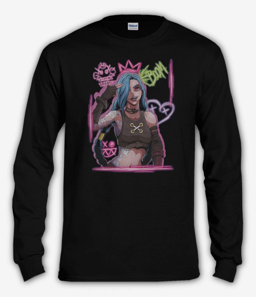 Polera manga larga Negro de Jinx Arcane