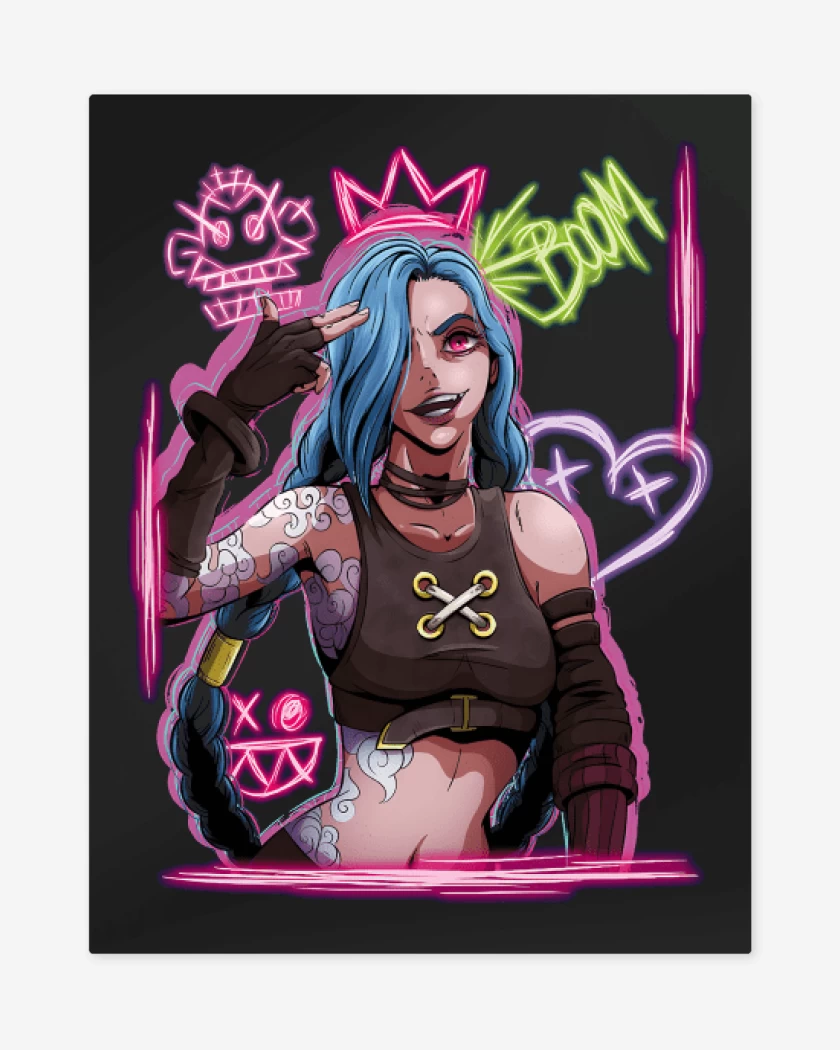 Print metalico Negro de Jinx Arcane