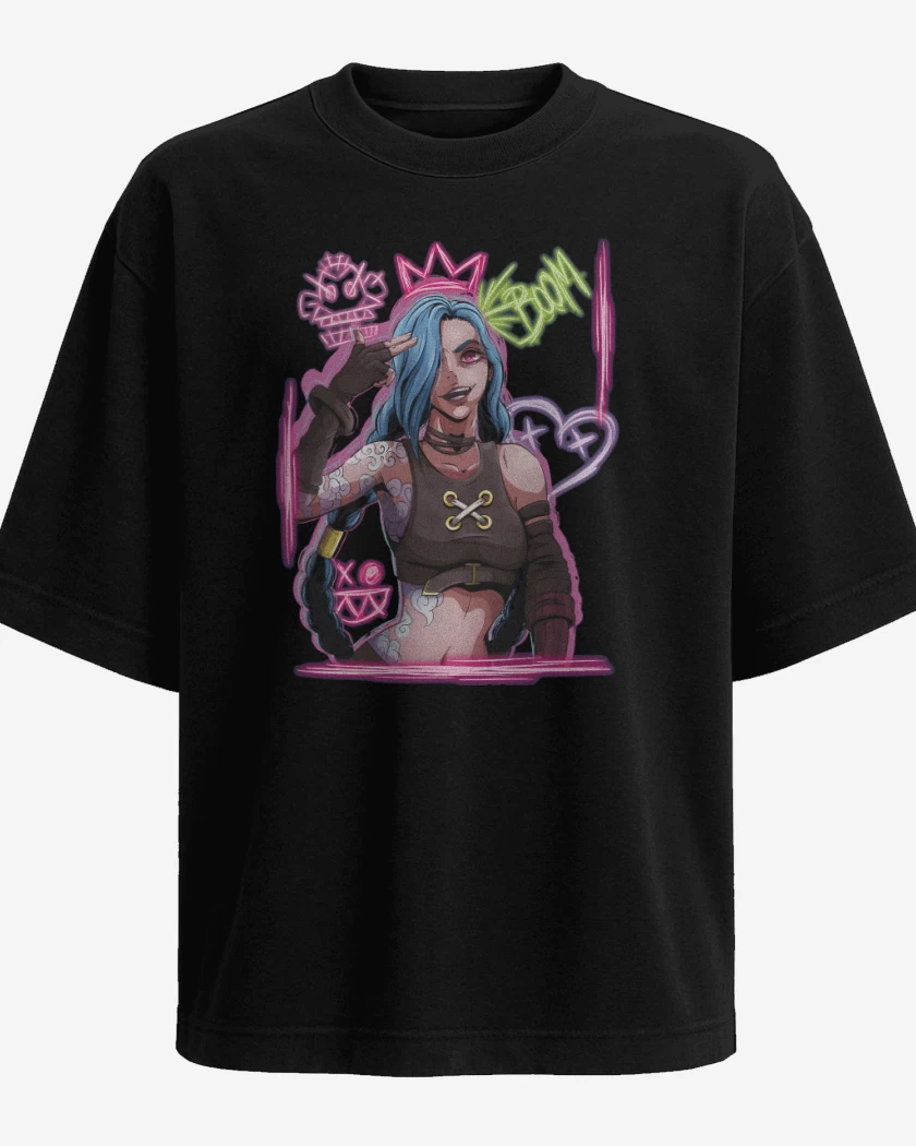 Polera Oversize Negro de Jinx Arcane