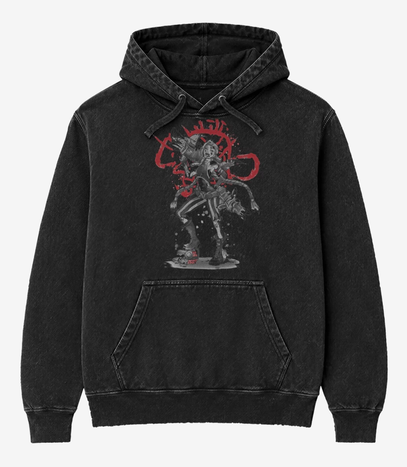 Poleron Canguro Acid Wash Negro de Loose Cannon Girl