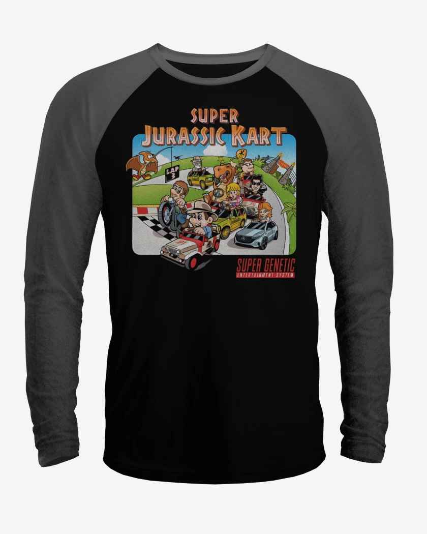 Polera Raglan Negro / Negro Heather de Super Jurassic Kark