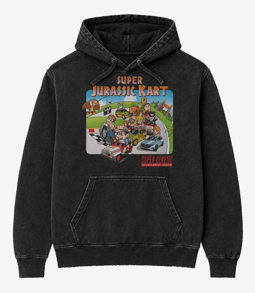 Poleron Canguro Acid Wash Negro de Super Jurassic Kark