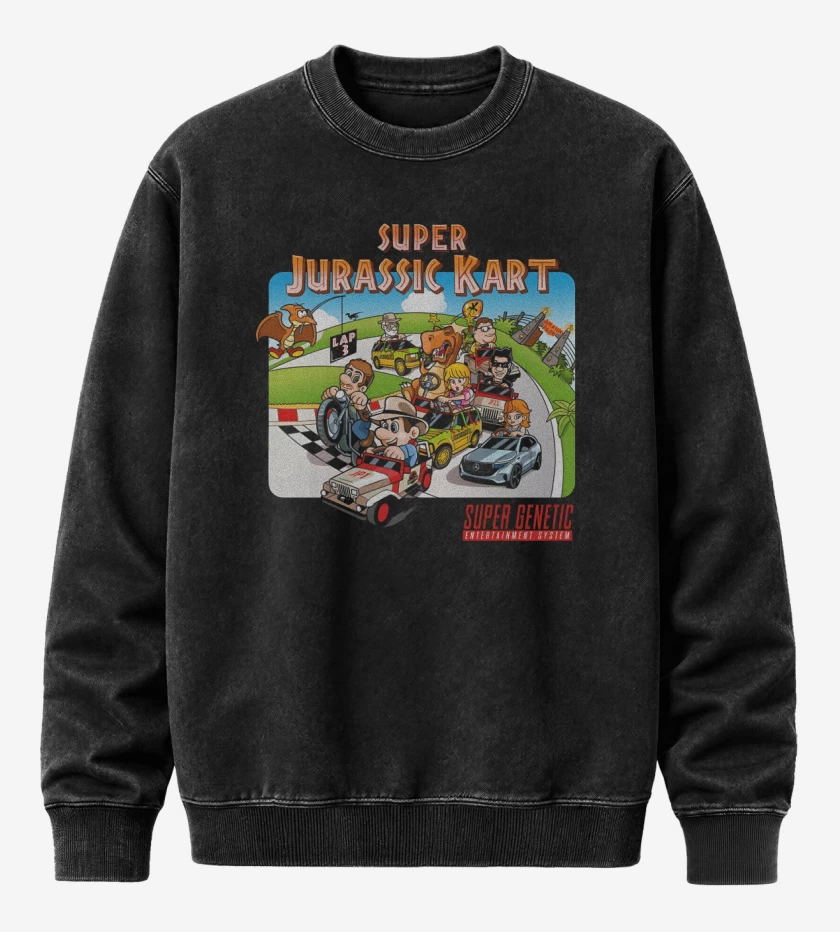 Poleron Polo Acid Wash Negro de Super Jurassic Kark
