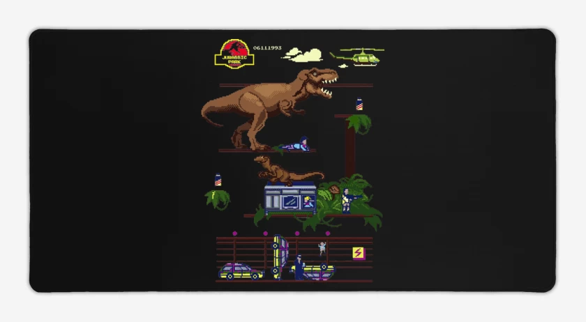 Mouse pad Gamer Negro de Jurassic Bit
