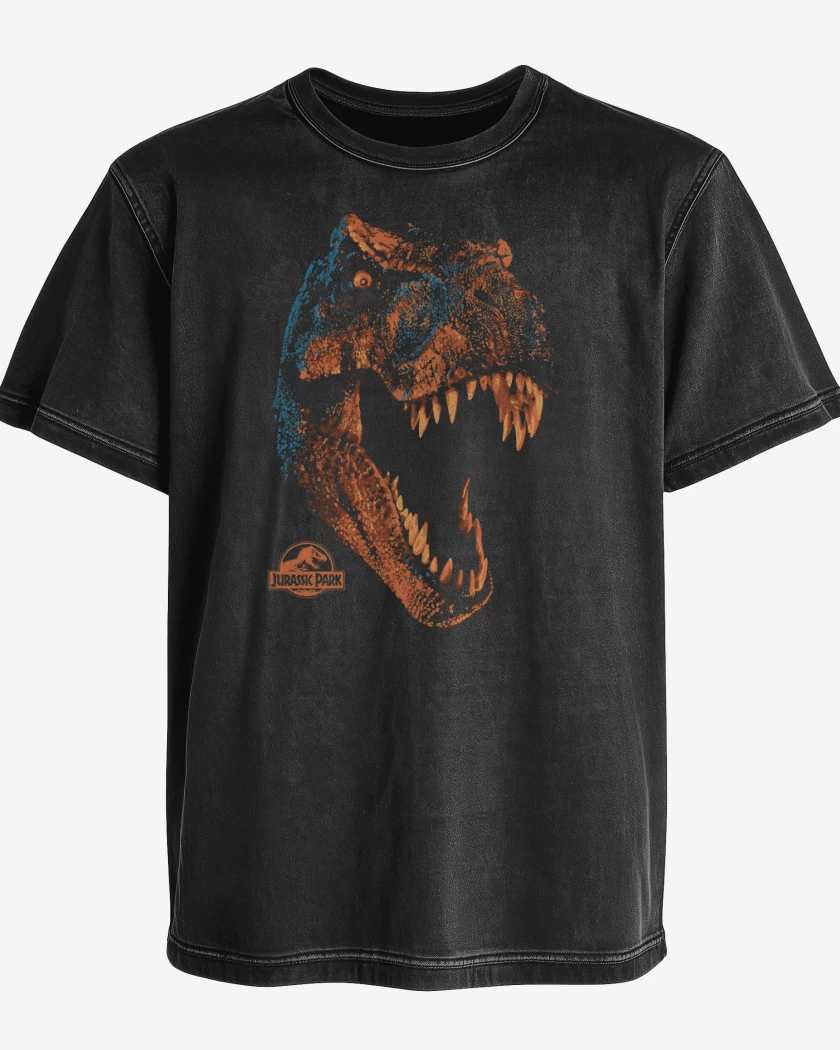 Polera desgastada Negro de Jurassic Rex