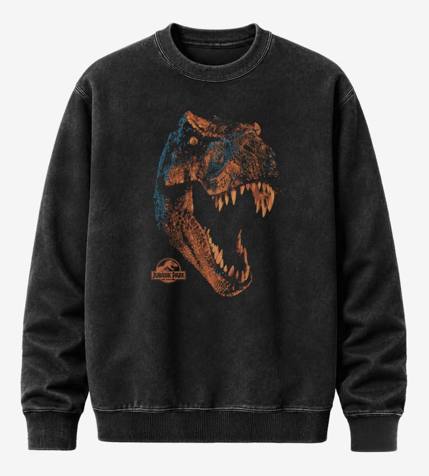 Poleron Polo Acid Wash Negro de Jurassic Rex