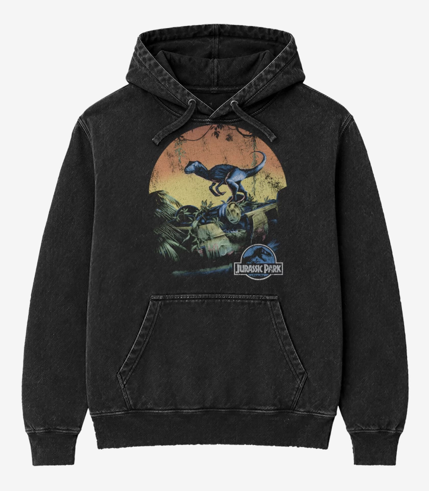 Poleron Canguro Acid Wash Negro de Raptor