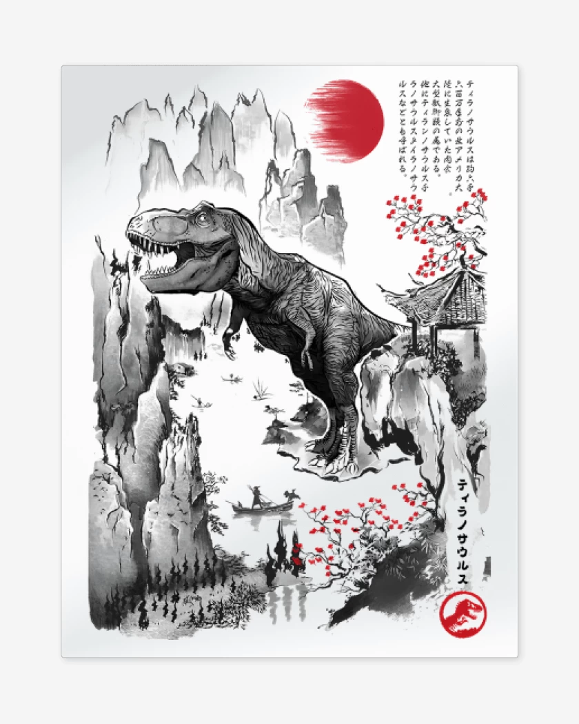Print metalico Blanco de T-Rex en Japón