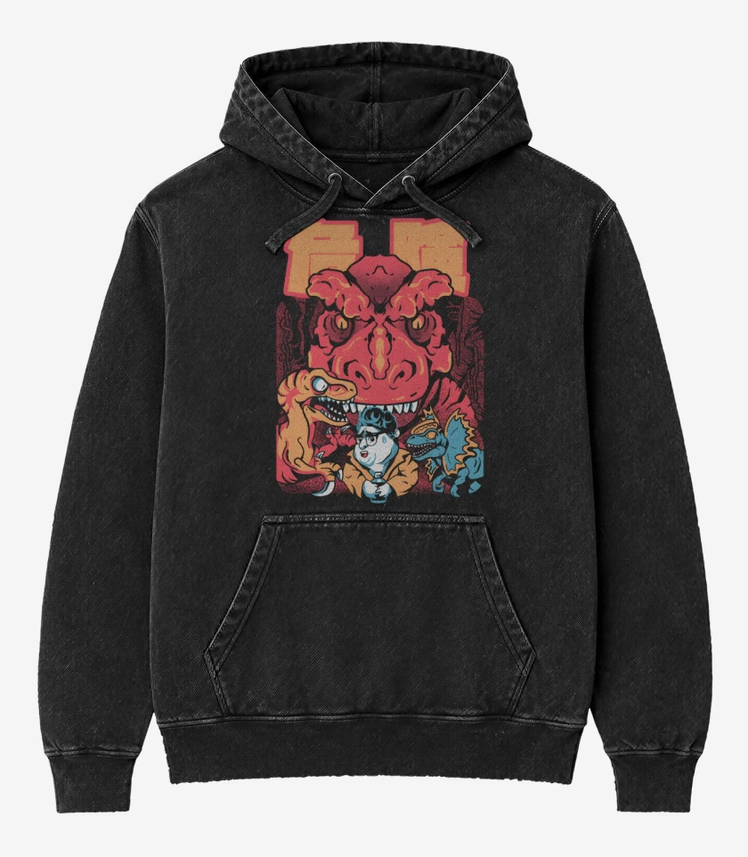 Poleron Canguro Acid Wash Negro de Dennis en Problemas