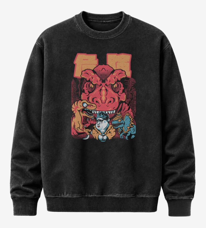 Poleron Polo Acid Wash Negro de Dennis en Problemas