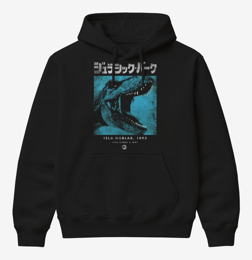 Poleron Canguro básico Negro de Jurassic Park Japo