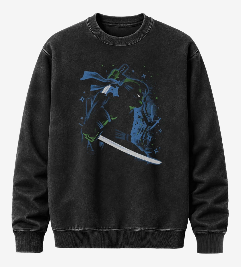 Poleron Polo Acid Wash Negro de Tortuga Leonardo